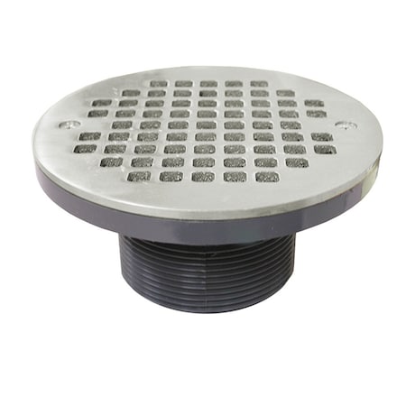 Jones Stephens 3in. PVC IPS Plastic Spud with 6in. Stainless Steel Round Strainer D56105